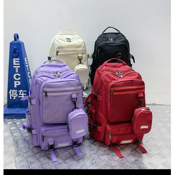 Red BSCI Business Back Packs Casual Large Capacity Oxford Travel Backpack