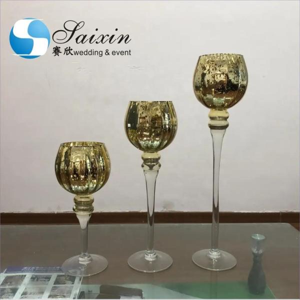 Parte de casamento fornecimentos porta-velas de vidro 3 peças conjunto de tamanho personalizado luxo decoração de casamento porta-velas