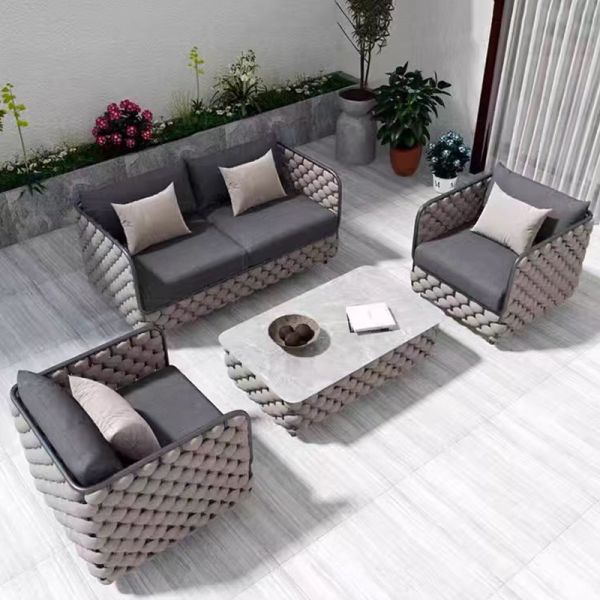 Furniture Outdoor Furniture Garden Sofas Contemporary Design Rattan Garden Furniture Sofa Set Living Room Poor Villa Hotel Modern Luxury Home Sectional Outdoor Sofa