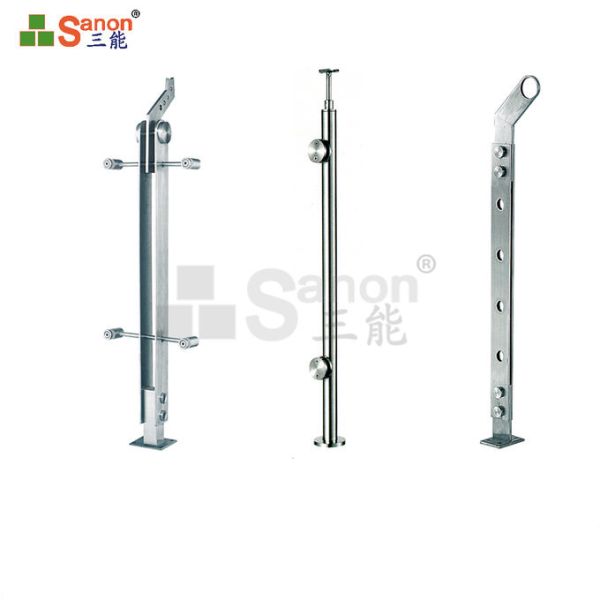 Interior / Exterior Stainless Steel Balustrade Posts Polished Finish Modern 316 Balcony