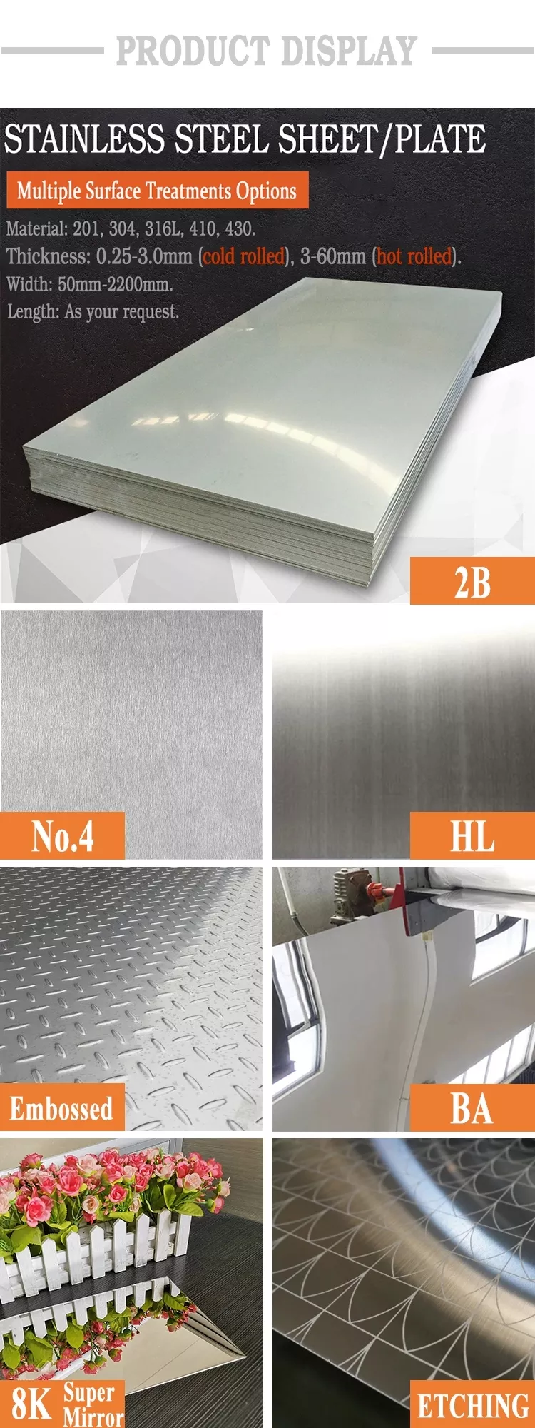 Hot Rolled 304 Embossed Stainless Steel Sheet 0.8mm Thickened
