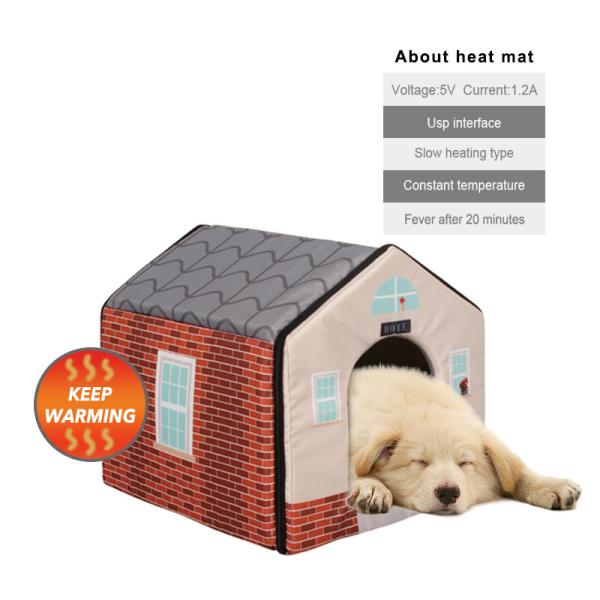 Oxford Fabric Dog Bed Luxury Warm Heated Small Dog House Pet Cushion