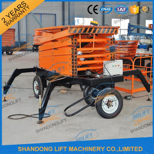 300kg 500kg Towed Mobile Mobile Platform Lift Electric Hydraulic 12m Lifting Height