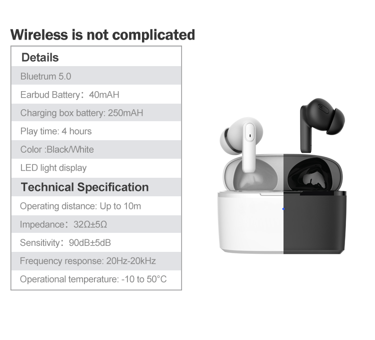 BT5.1 True Wireless Stereo Earphone Bluetooth Touch HiFi Surround Bass Headset