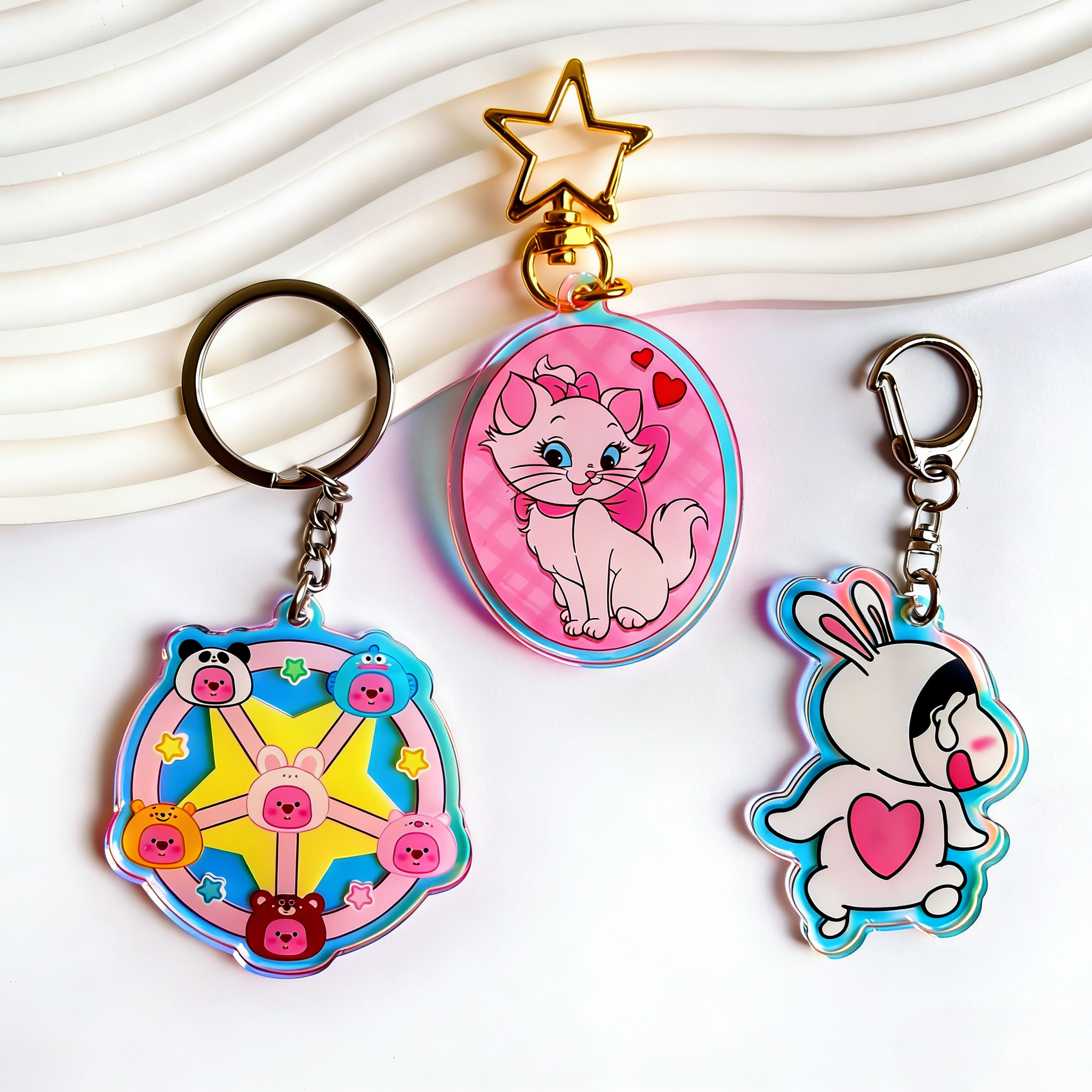 Custom Acrylic Keychains Plastic Alphabet Letter Key Ring Acrylic Charms Bag Pendant
