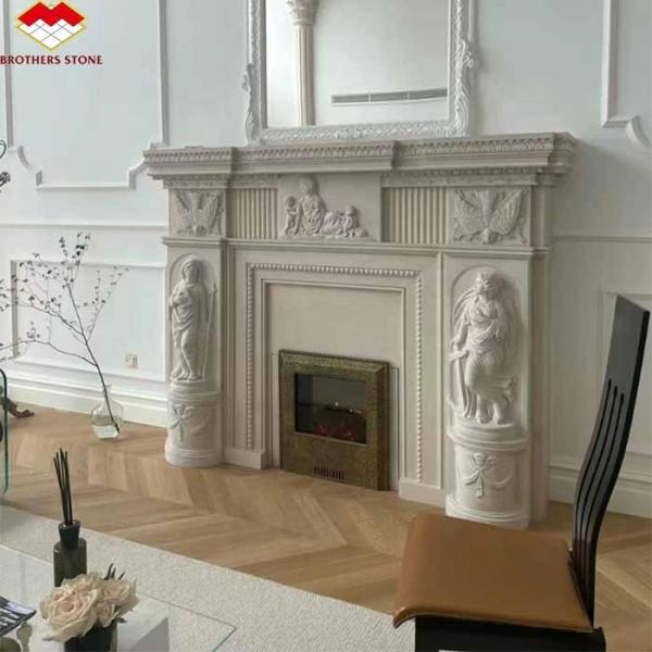 Freestanding Modern Indoor Royal Botticino Marble Decor Cream Shanna Beige Marble for Fireplace Tabletop Surround