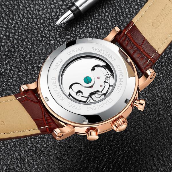 Luxury brand automatic mechanical movement genuine leather men charm wrist waterproof watch