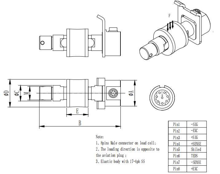 WL-162 Load Cell for 2t/6.5t/12t Models with High Accuracy IP67 Protection