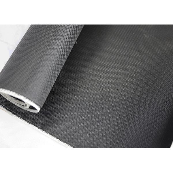 Black Silicone Coated Fiberglass Cloth , 1.25-1.3mm Silicone Fiberglass Fabric