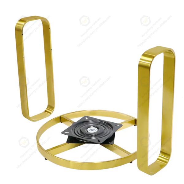 Gold Stainless Steel Decorative Furniture Frame Hardware Accessories Sofa Armrest Base With Handle and Swivel Plate