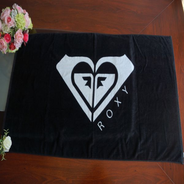 Dark Black Customized Jacquard Reactive Printing Cotton Towel
