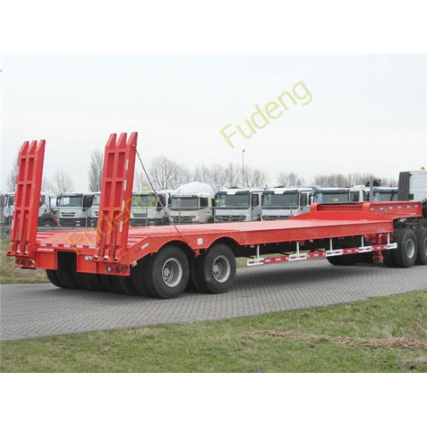 2 / 3 Axle Low Bed Semi Trailer 30 - 90 Tons Heavy Duty Machine Transportation