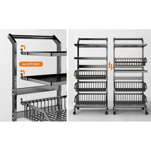 Multi Layer Freestanding Kitchen Rack 150lbs Floor Standing Vegetable Shelves