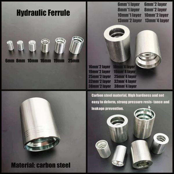 Galvanized Steel Hydraulic Hose Crimp Ferrules High Pressure Rubber Hose Assembly