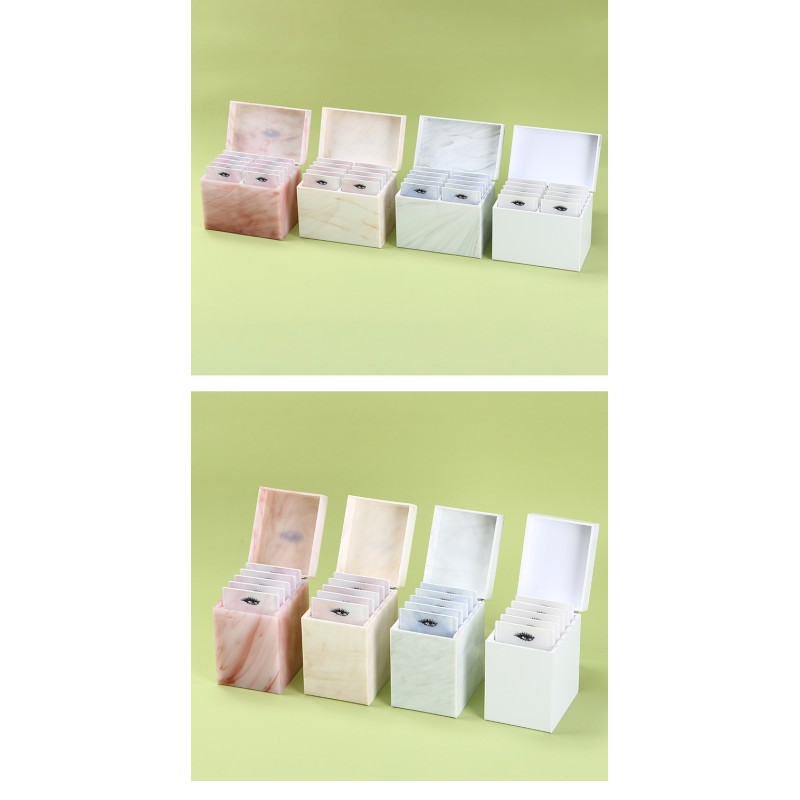 Factory Wholesale Acrylic Marble Eyelash Storage Box Grafting Dust-proof Flip-type Display Cosmetic Storage Box