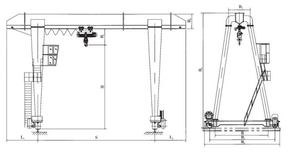 10-40m Span Mobile Hoist Crane Single Girder Tyre 10 Ton Gantry Crane
