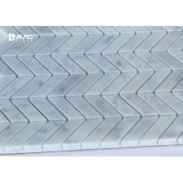 Carrara Marble Mosaic Tile Sheets , Mosaic Kitchen Wall Tiles Anti - Wear