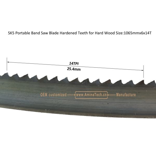 SK5 Portable Band Saw Blade Hardened Teeth for Hard Wood Size:1065mmx6x14T