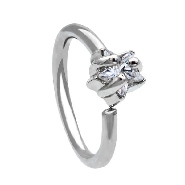 anel de prata do septo da estrela de Gem Nose Piercing Jewellery 18G do zircão de 4mm