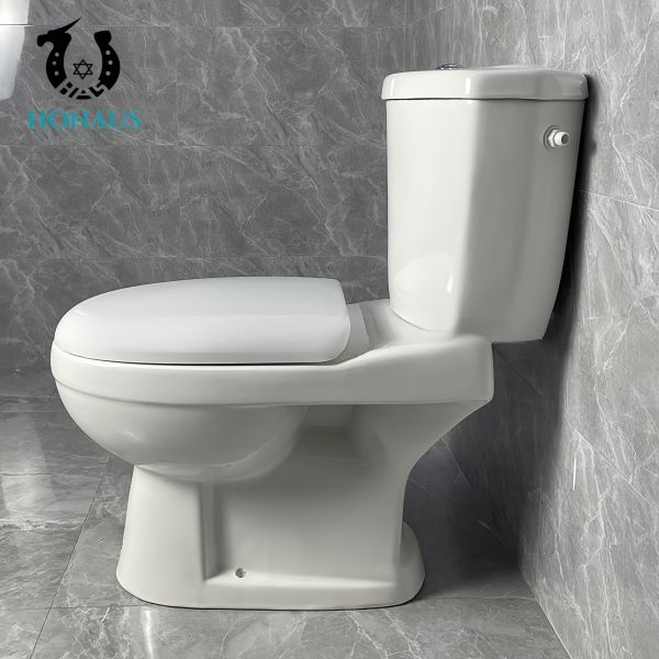 Project Use Two Piece Toilet Bowl Ceramic White Elongated Design 680*760*390mm