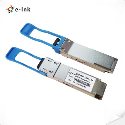 Transceptor frente e verso de QSFP28 100GBASE-LR4 20km SMF LC