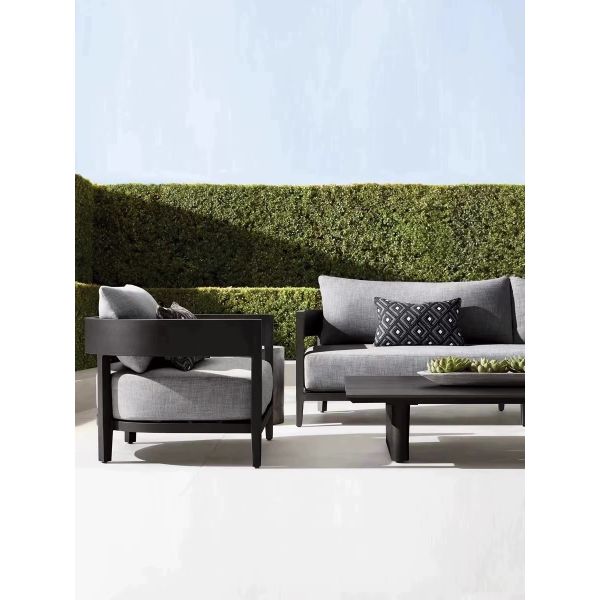 Simple Nordic Outdoor Teak Aluminum Furniture Garden Sofa Chairs Anti Corrosion Anti Cracking