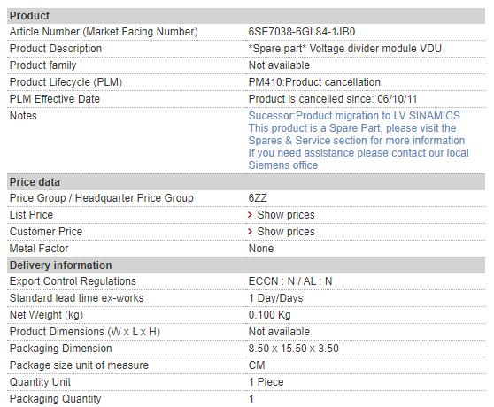 Модуль рассекателя напряжения тока 6SE7038-6GL84-1JB0 6SE7 038-6GL84-1JB0 Сименс