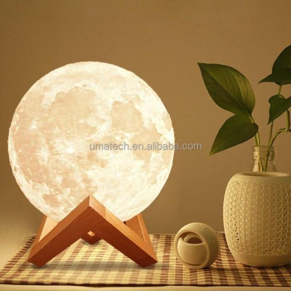 2021 Best Seller Good 3D Printing Moon Light Lamp with Switch Mode Remote Control