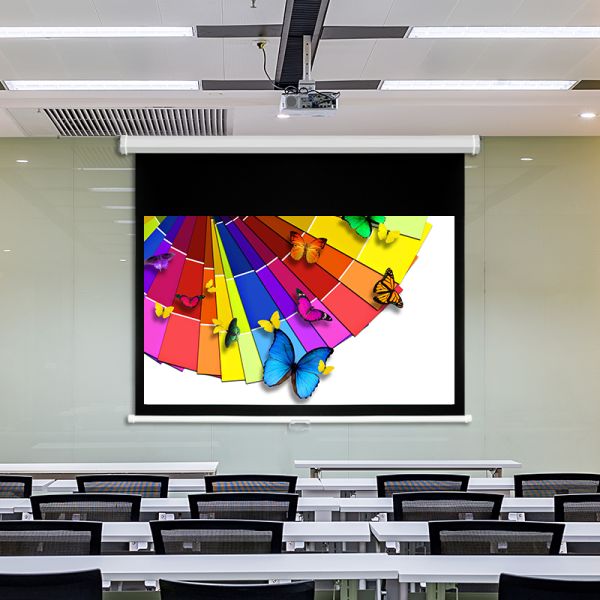 Экран репроектора штейнового белого 4:3 экрана проекции 100 дюймов ручной вытягивает вниз со стиля