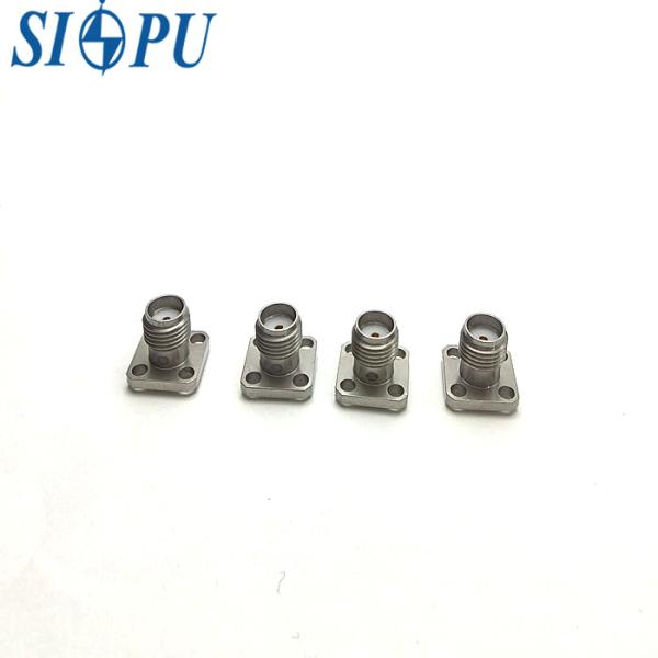 SMA Female RF Coaxial Connector – Flange Mount, Stainless Steel, 18GHz Frequency Durability