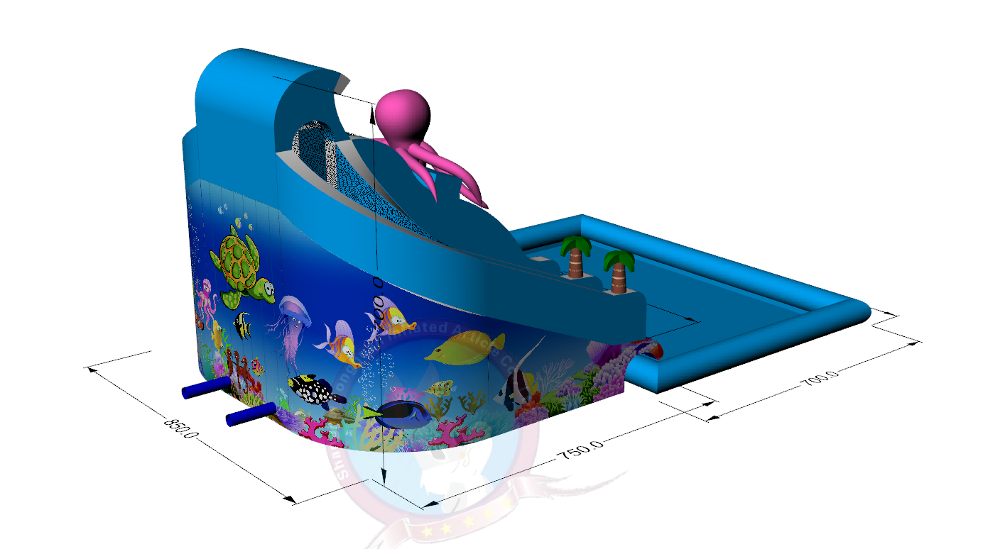 Outdoor Inflatable Water Slide With Pool Custom Cartoon Sea Animal Theme for Family Activities Summer Festivals and Commercial Recreation Projects