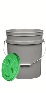 7 Gallon Black Food Grade Buckets + Gamma Seal Lids, BPA Free Container Storage, Durable HDPE Pails