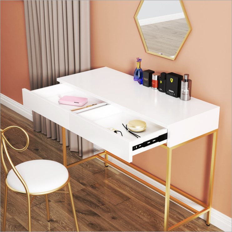 Luxury White Modern Wood Dresser Nordic Style Two Drawers With Mirror