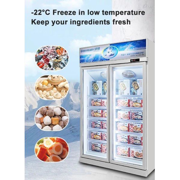 Модный дизайн без тумана полностью стеклянная замороженная стойка морозильная камера OEM Sevice