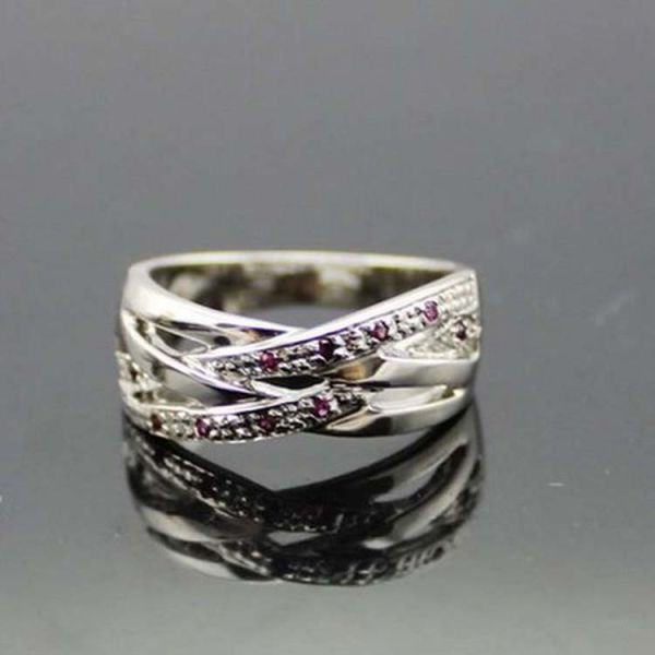 Women Jewelry 925 Silver  Green Cubic Zirconia Crossover Ring(FR0146)