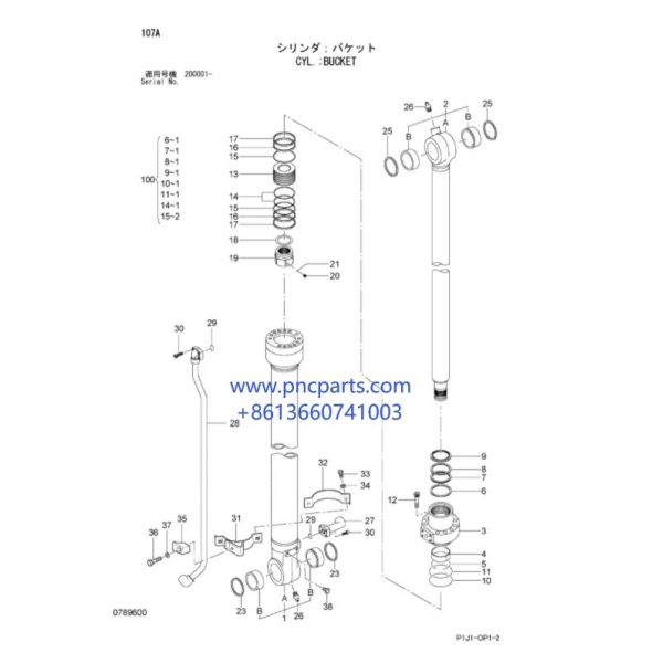 ZX120 Piston Rod 0789603 Hitachi Bucket Cylinder ZX200-3 Arm Cylinder 0789503