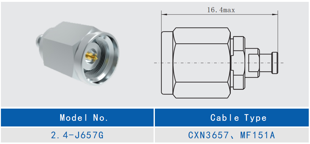 2.4 Millimetre Wave Male Stainless Steel Material RF Connector for CXN3506/MF108A Cable