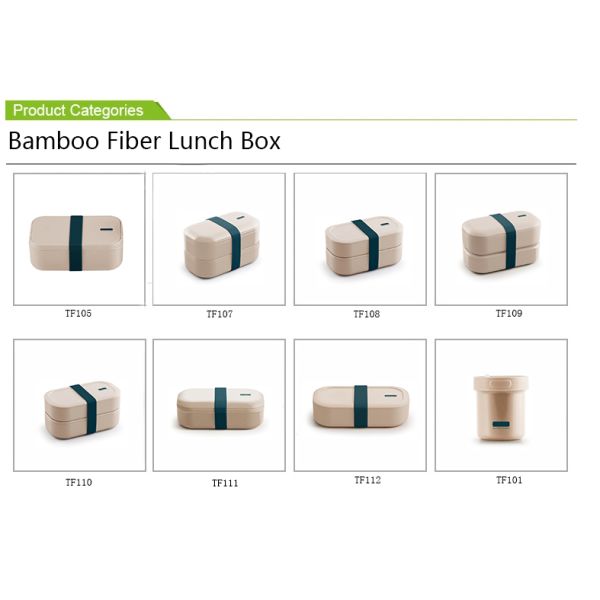 Custom Logo and Pattern 1200ml Eco Stackable Double Bamboo Fiber Microwave Safe Bento Box