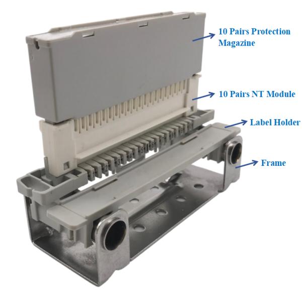 Krone Type 90 Degree NT Module 1 Set, NT Module, Protection Magazine, Back mount Frame Base