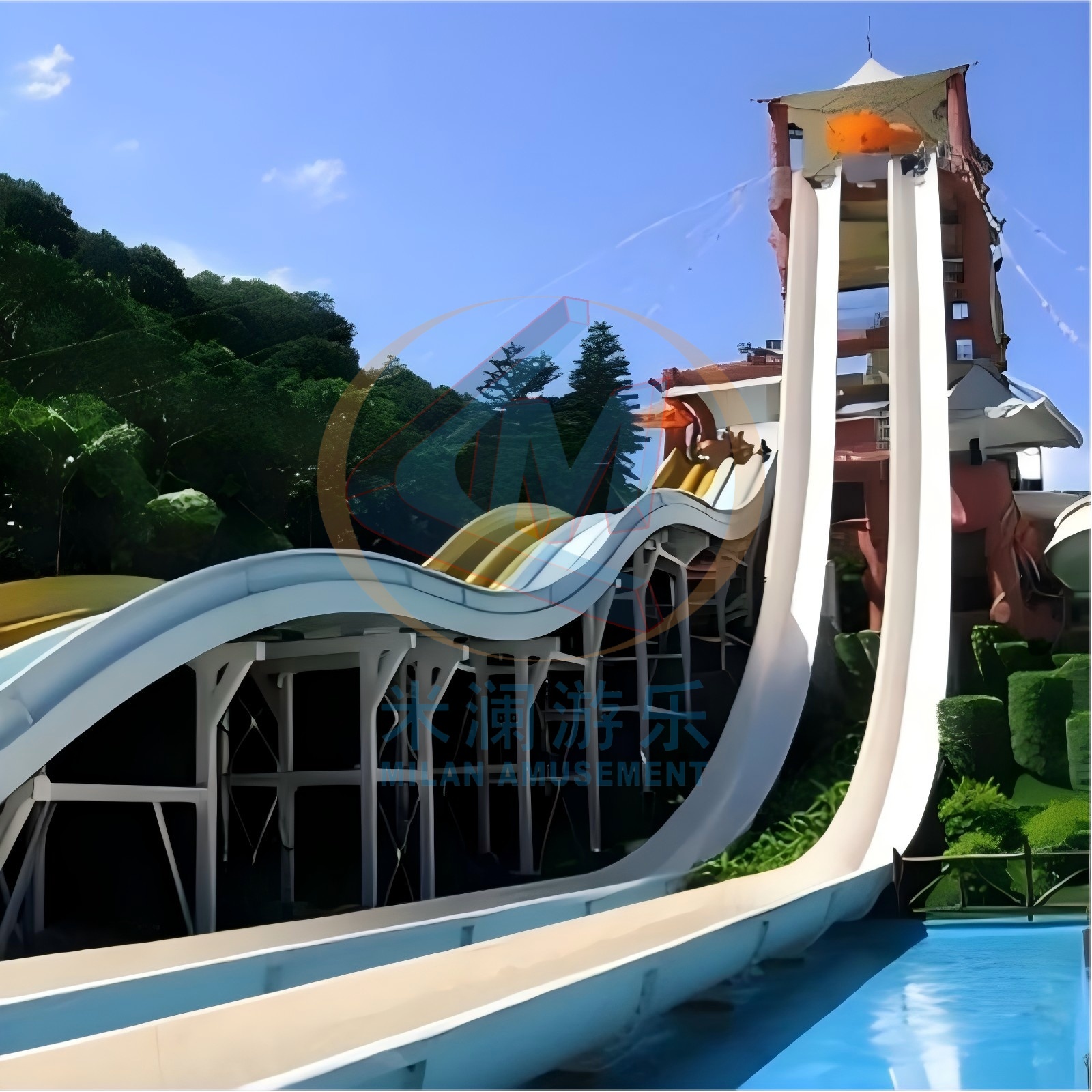Fiberglass Amusement Park Funny Water Slide For Commercial
