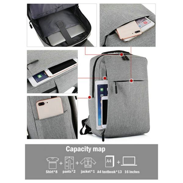 Anti Theft USB Fashionable Laptop Backpack For Men And Women