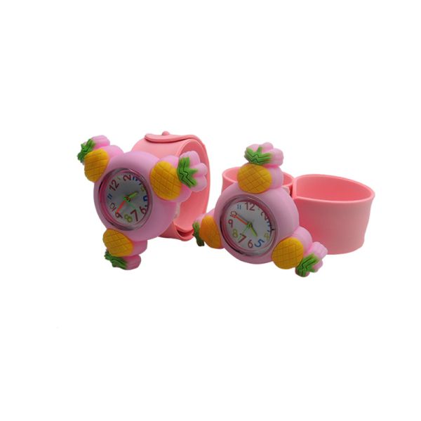 led Children's fruit spinning pineapple clap silicone watch bracelet gift custom logo cartoon clap quartz literal