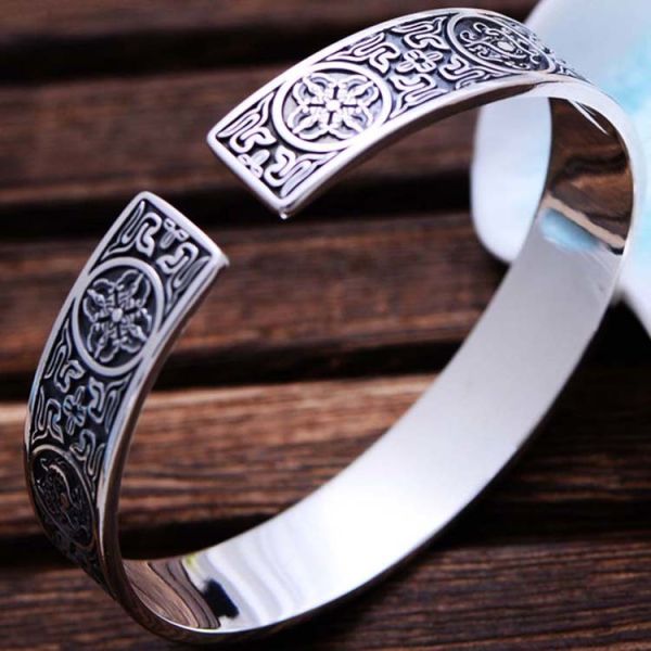 Retro Sterling Silver Cuff Bangle Bracelet for Men and Women (XH056470W)