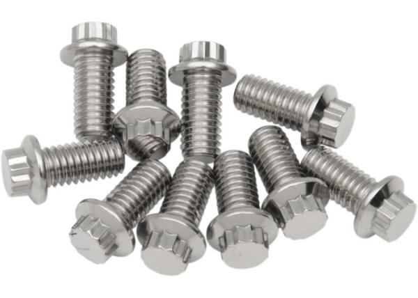 Parafusos de flange de aço inoxidável de cor prateada de 12 pontos polidos para equipamentos industriais / domésticos