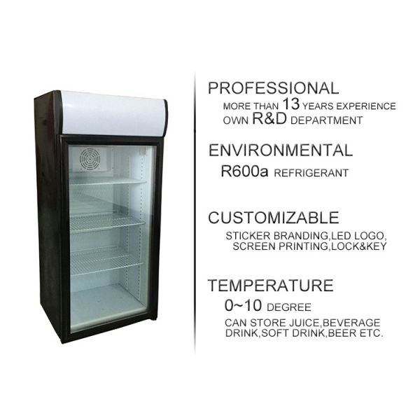 130L commercial mini fridge glass door refrigerate display used beverage cooler SC130B