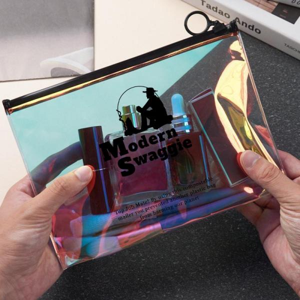 Hot Holographic Laser Reflective Pvc Zipper Bag for Cosmetics Packaging