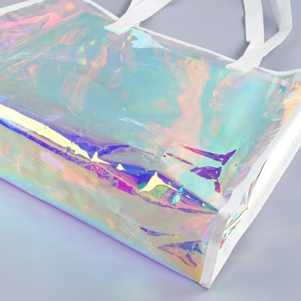 Beach Bag Waterproof Clear Jelly Candy Color Transparent PVC Tote Shopping Bag Custom Logo Pvc Clear Laser Gift Bag For Women Waterproof Transparent Holographic Packaging Summer Beach Pvc Tote