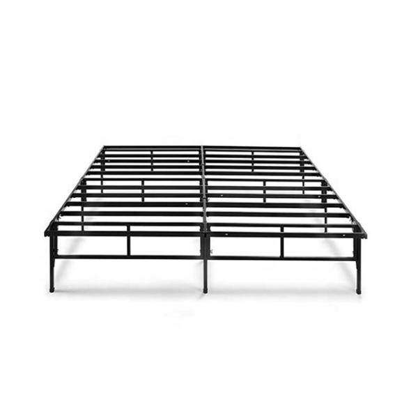 Full Metal Bed Frame in Twin Size with Black Iron Material and Stylish Wrought Iron Base