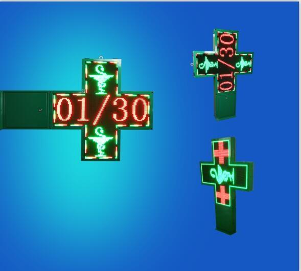 Date / Time Displayed Led Pharmacy Cross Sign , Led Scrolling Message Display