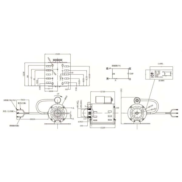 La vitesse nominale électrique 1400rpm du moteur à courant alternatif de moteur de machine de café 120v 50/60hz d'entrée la machine de café de la puissance 180w